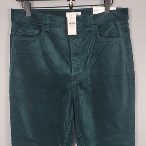 LOFT Green Corduroy Skinny High Rise Pants